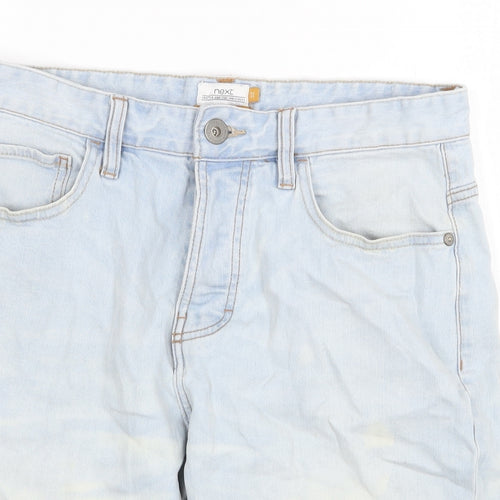 NEXT Mens Blue Cotton Biker Shorts Size 32 in Regular Zip