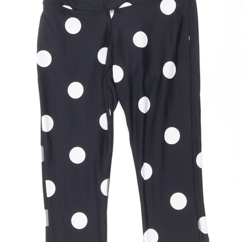 Reebok Womens Black Polka Dot Polyamide Compression Leggings Size S Regular Pullover