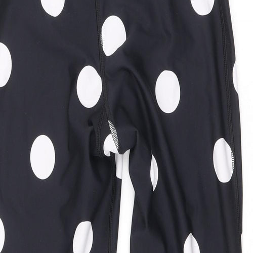 Reebok Womens Black Polka Dot Polyamide Compression Leggings Size S Regular Pullover