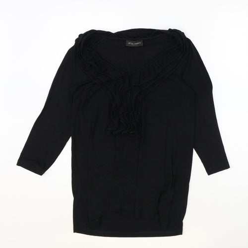 James Lakeland Womens Black Polyester Basic T-Shirt Size 14 Round Neck