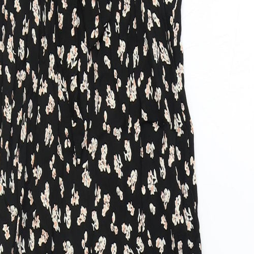 Topshop Womens Black Floral Polyester Jumpsuit One-Piece Size 8 Zip