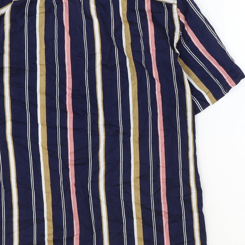 River Island Mens Blue Striped Cotton Button-Up Size S Collared Button