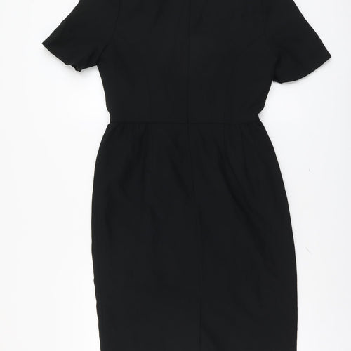 Liz Claiborne Womens Black Polyester Pencil Dress Size 10 V-Neck Zip
