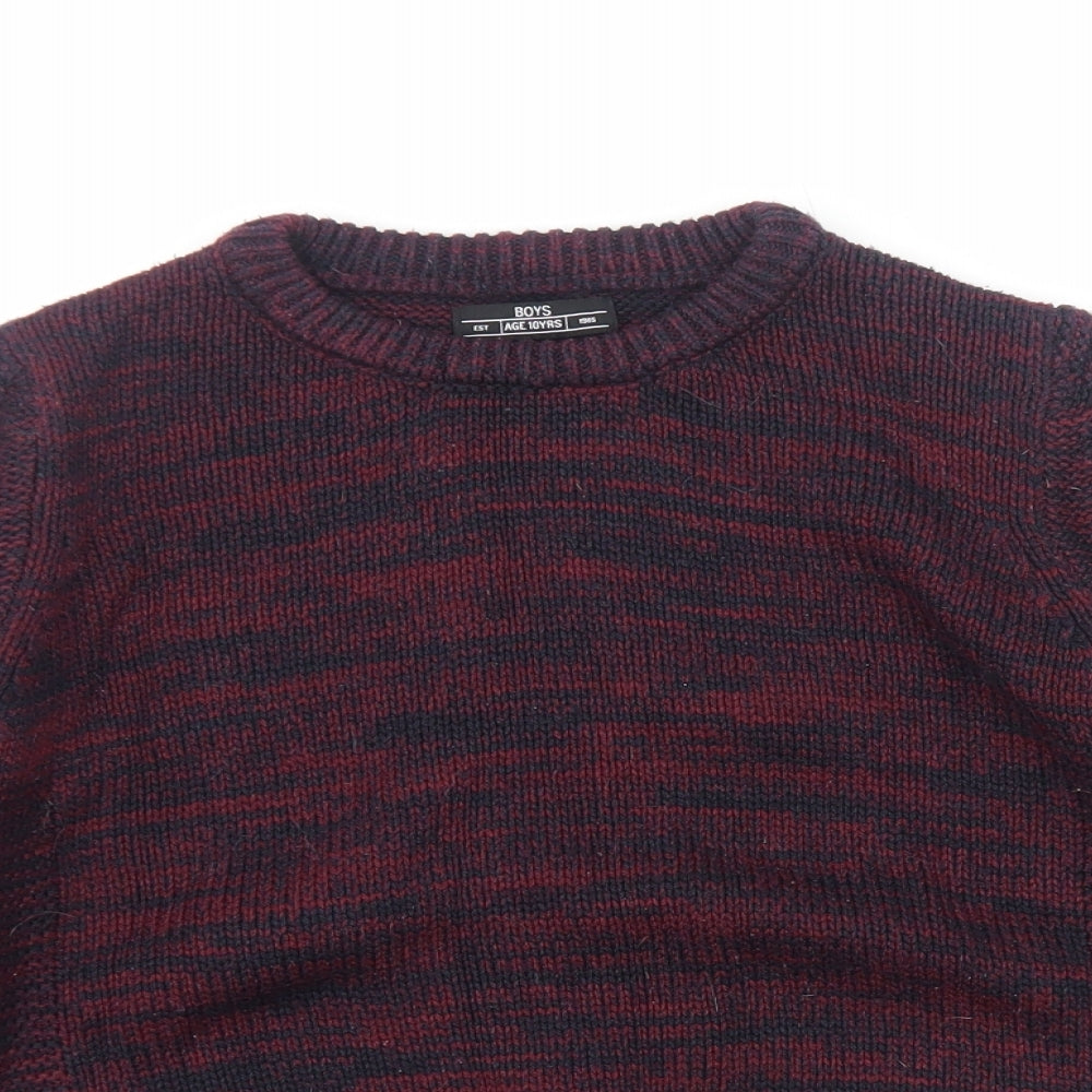 Matalan Boys Red Round Neck Acrylic Pullover Jumper Size 10 Years Pullover