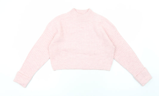 New Look Girls Pink Mock Neck Acrylic Pullover Jumper Size 12-13 Years Pullover