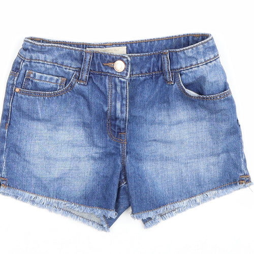 NEXT Girls Blue 100% Cotton Hot Pants Shorts Size 8 Years Regular Zip
