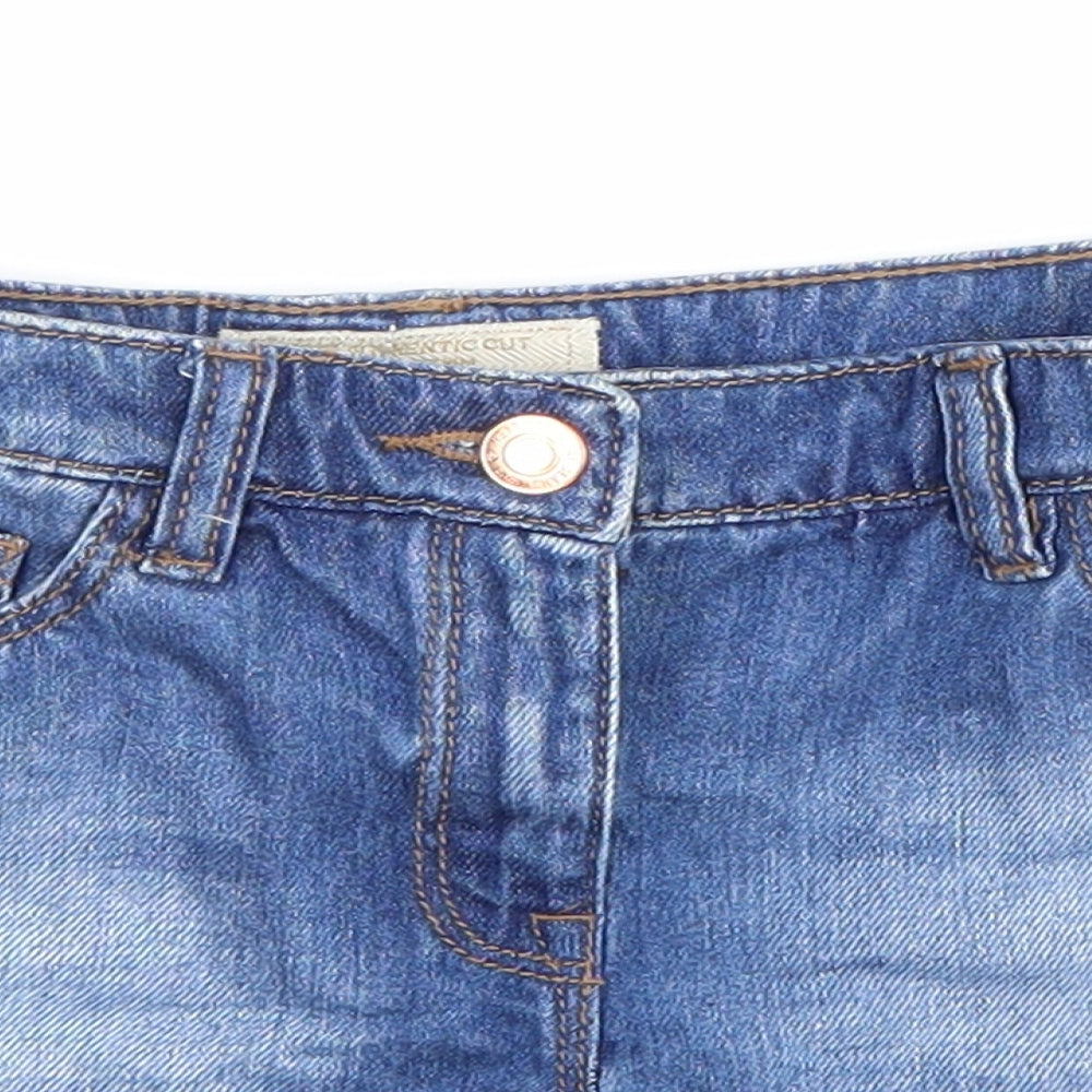 NEXT Girls Blue 100% Cotton Hot Pants Shorts Size 8 Years Regular Zip