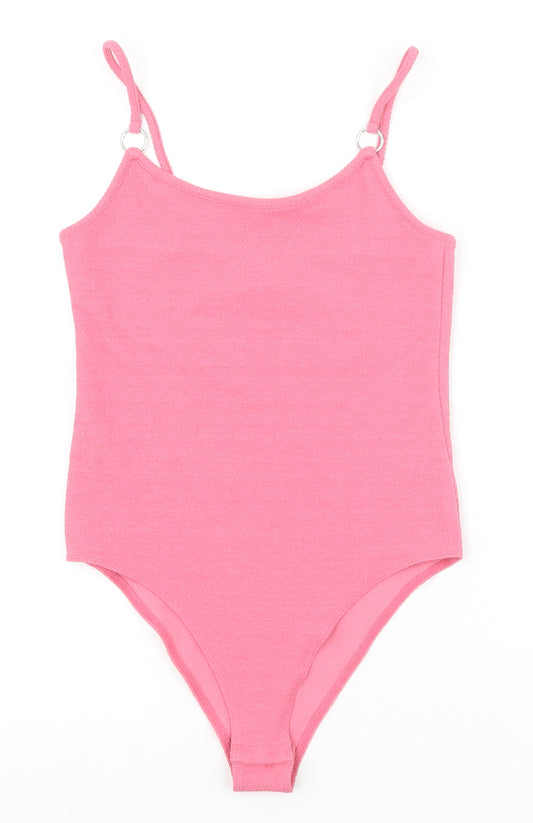 Topshop Womens Pink Polyester Bodysuit One-Piece Size 12 Snap