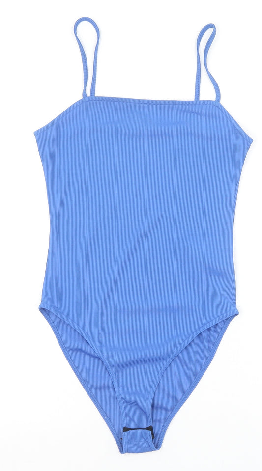 Nobody's Child Womens Blue Polyester Bodysuit One-Piece Size 8 Snap