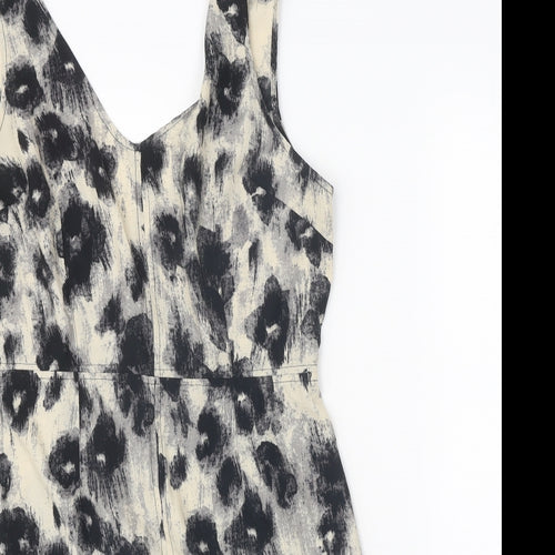 Sparkle & Fade Womens Black Geometric Polyester A-Line Size L V-Neck Zip