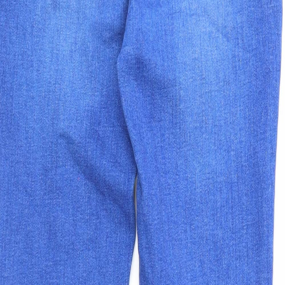 Denim & Co. Girls Blue Cotton Straight Jeans Size 11-12 Years Regular Zip