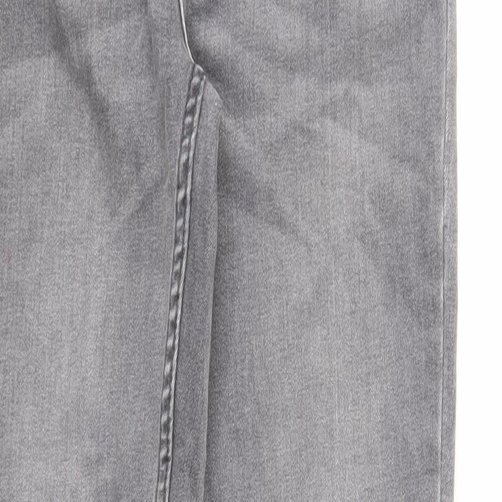 Denim & Co. Girls Grey Cotton Straight Jeans Size 11-12 Years Regular Zip