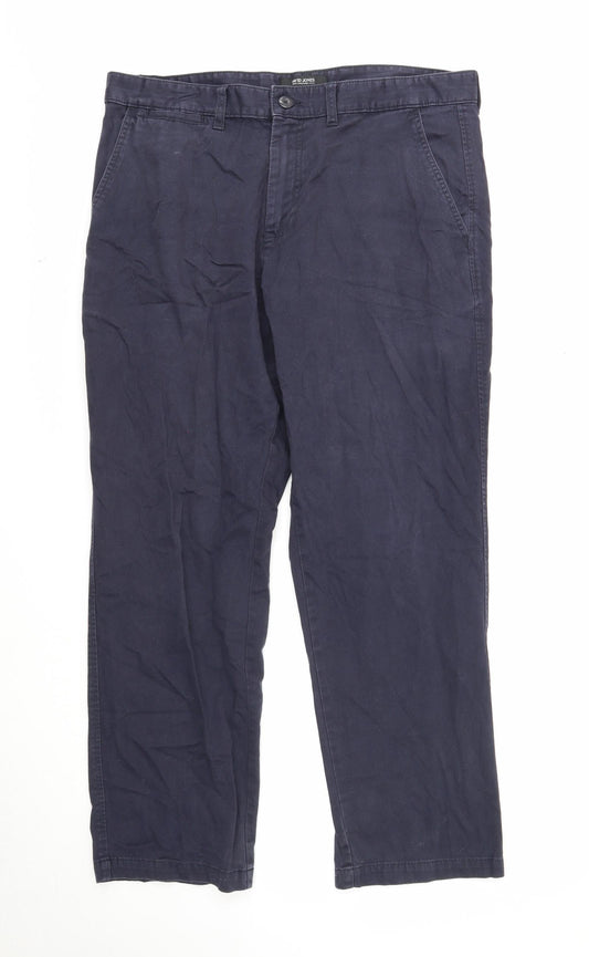 David Jones Mens Blue Cotton Straight Jeans Size 36 in Regular Zip