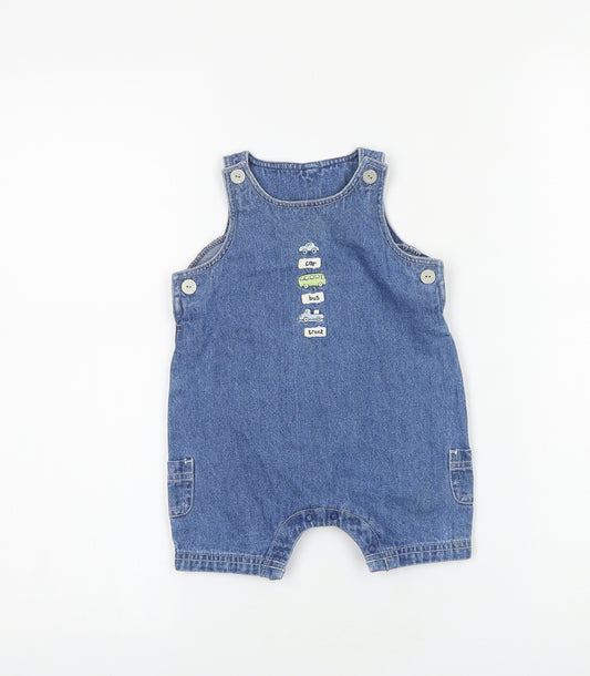 MINIMODE Baby Blue 100% Cotton Romper One-Piece Size 3-6 Months Snap