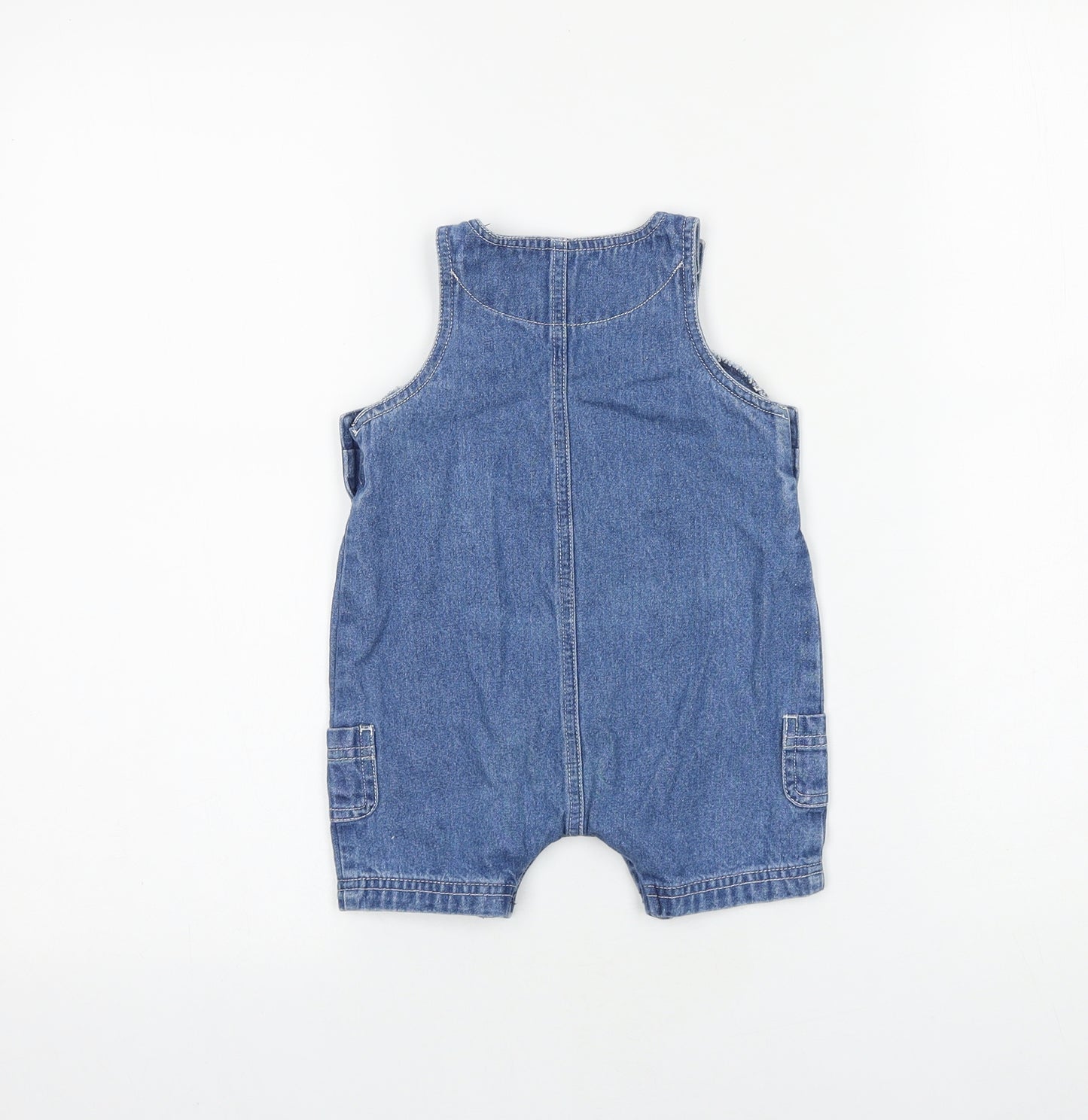 MINIMODE Baby Blue 100% Cotton Romper One-Piece Size 3-6 Months Snap