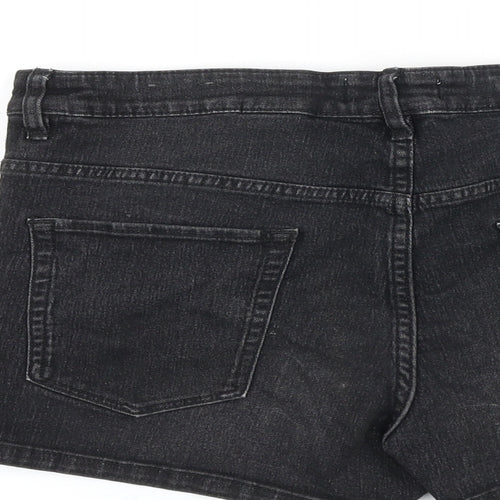 H&M Womens Black 100% Cotton Mom Shorts Size 10 Regular Zip