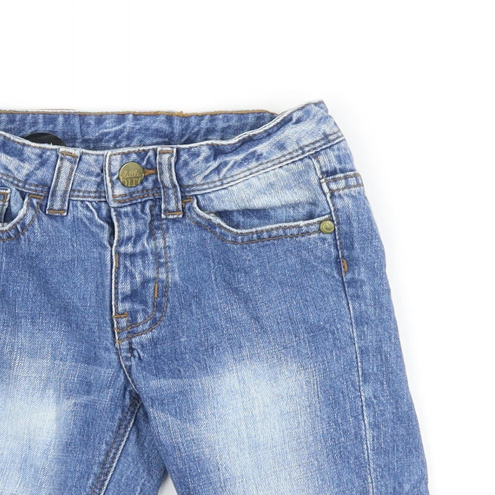 Little Bird Boys Blue 100% Cotton Bermuda Shorts Size 2-3 Years Regular Snap