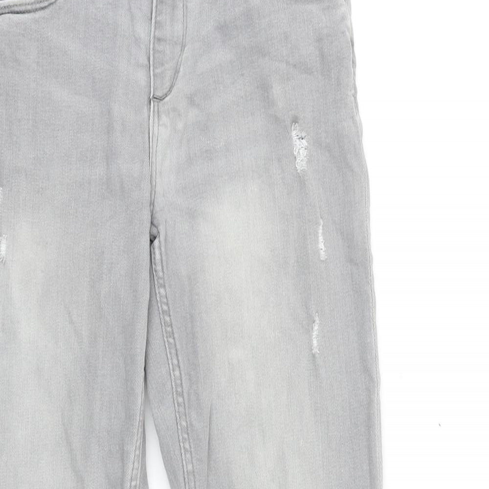 Zara Girls Grey 100% Cotton Skinny Jeans Size 13-14 Years Regular Zip