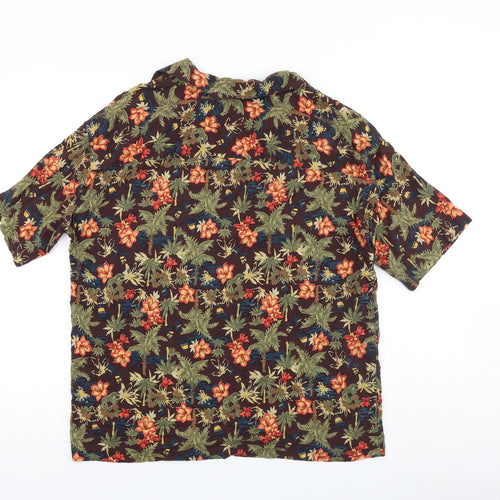 Urban Outfitters Mens Brown Floral Viscose Button-Up Size S Collared Button