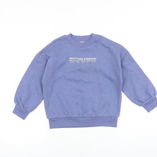 Marks and Spencer Girls Purple 100% Cotton Pullover Sweatshirt Size 6-7 Years Pullover - Gratitude Everyday