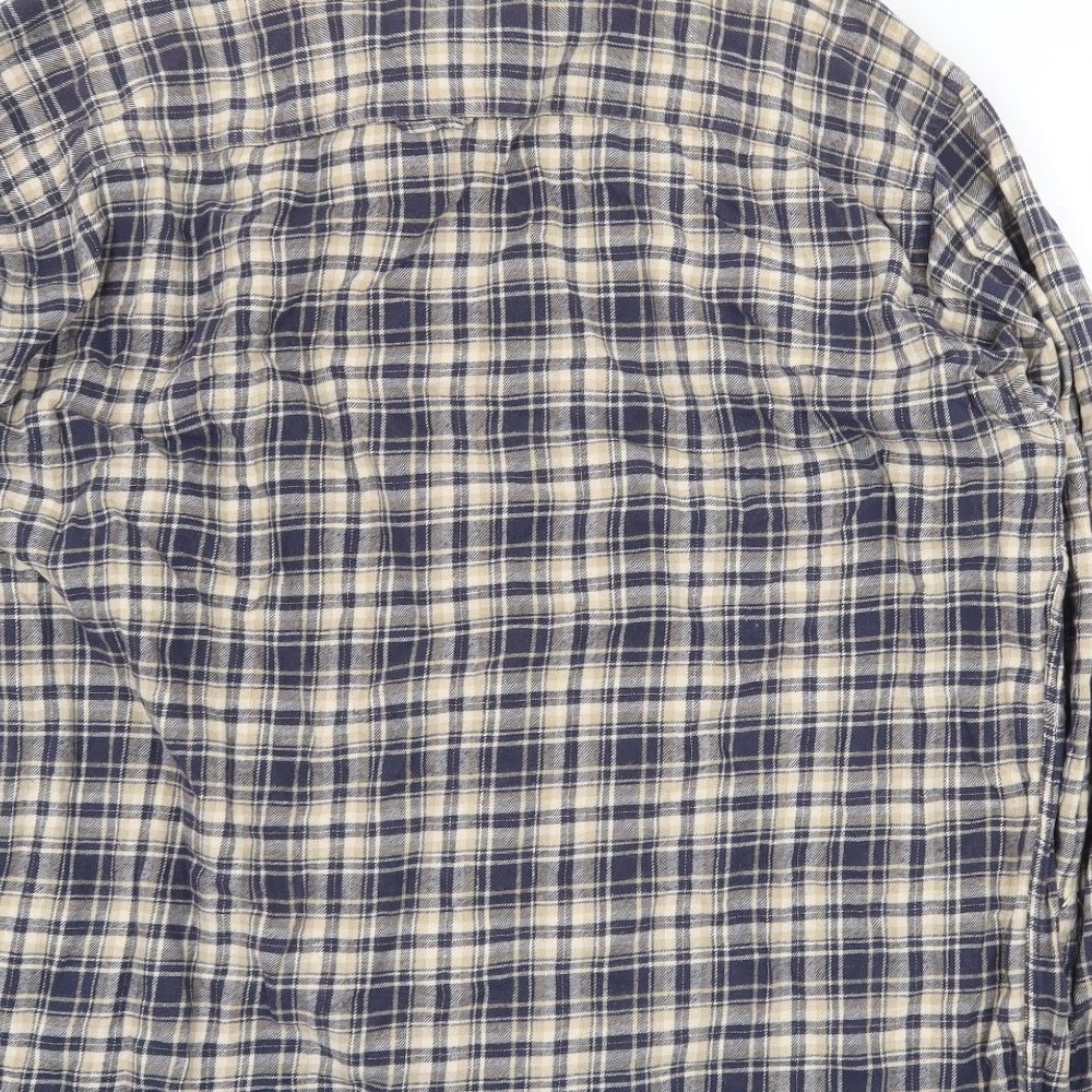 JACK & JONES Mens Beige Plaid Cotton Button-Up Size 2XL Collared Button