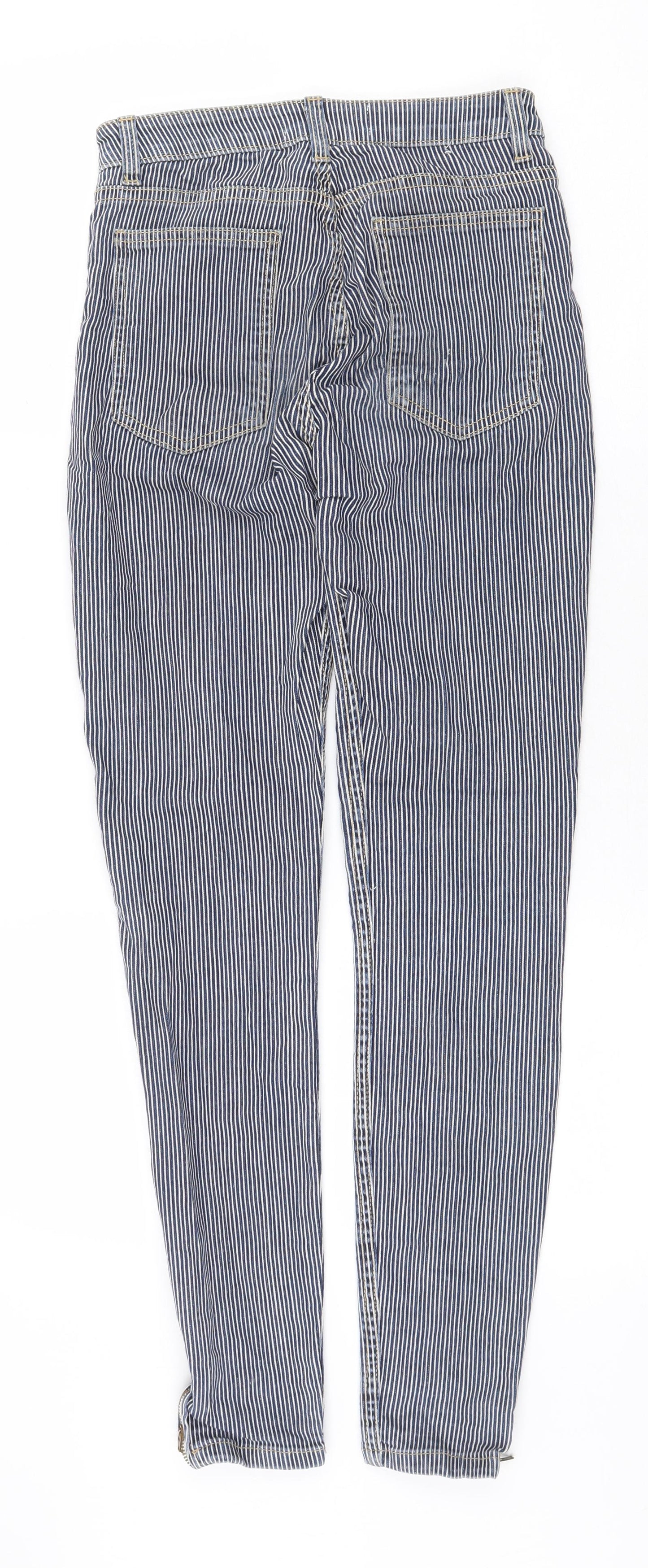 American Apparel Womens Blue Striped Cotton Straight Jeans Size 26 in Regular Zip