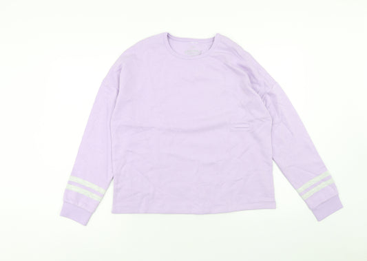 Marks and Spencer Girls Purple Cotton Pullover Sweatshirt Size 14-15 Years Pullover