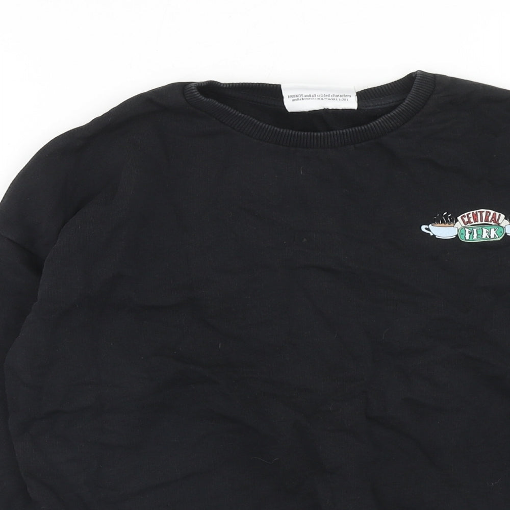 M&Co Girls Black Cotton Pullover Sweatshirt Size 12 Years Pullover - Central Perk