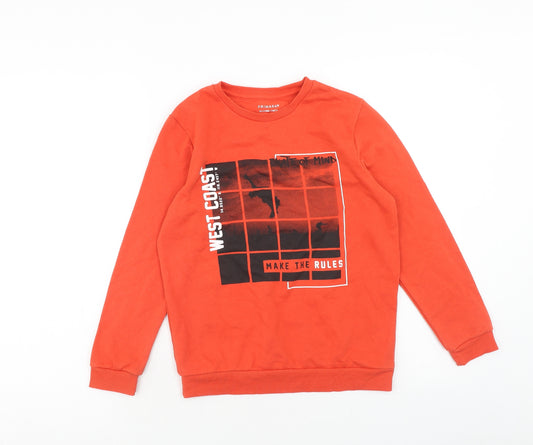 Primark Boys Orange Cotton Pullover Sweatshirt Size 10-11 Years Pullover