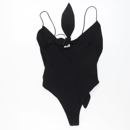 Zara Womens Black Viscose Bodysuit One-Piece Size S Snap