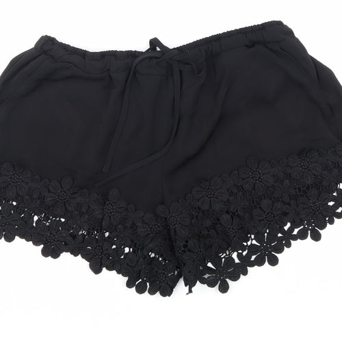 Cameo Rose Womens Black Polyester Bermuda Shorts Size 12 L4 in Regular Drawstring - Lace Trim