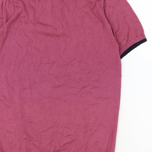 Remus Uomo Mens Pink 100% Cotton Polo Size M Collared Zip