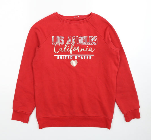 Primark Girls Red Cotton Pullover Sweatshirt Size 12-13 Years Pullover - Los Angeles California