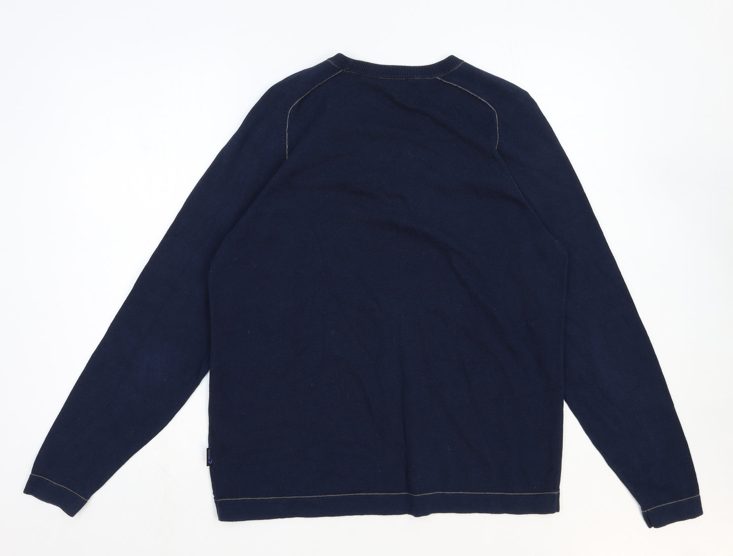 Sonneti Mens Blue V-Neck Cotton Pullover Jumper Size M Long Sleeve