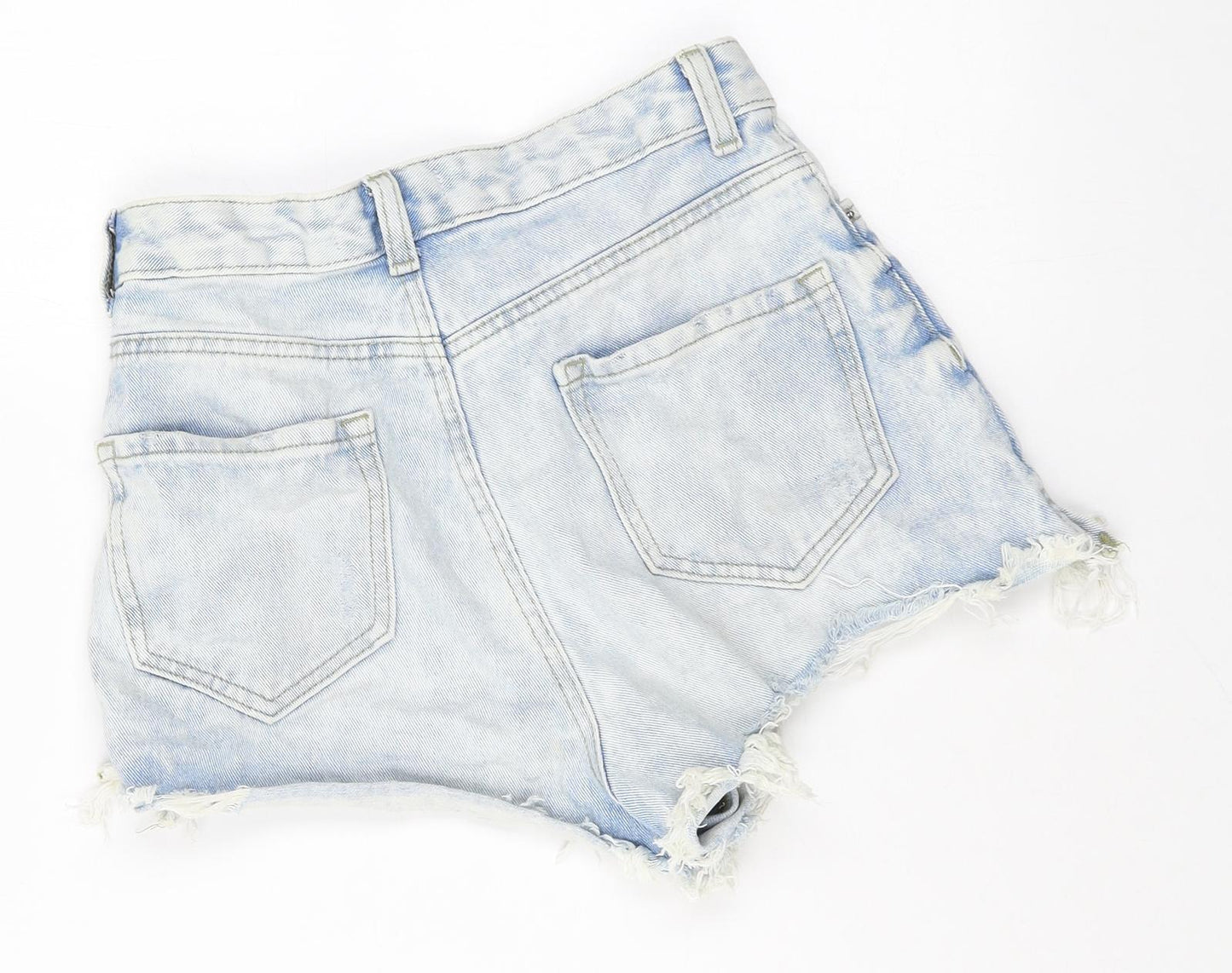 Denim & Co. Womens Blue 100% Cotton Cut-Off Shorts Size 8 Regular Zip