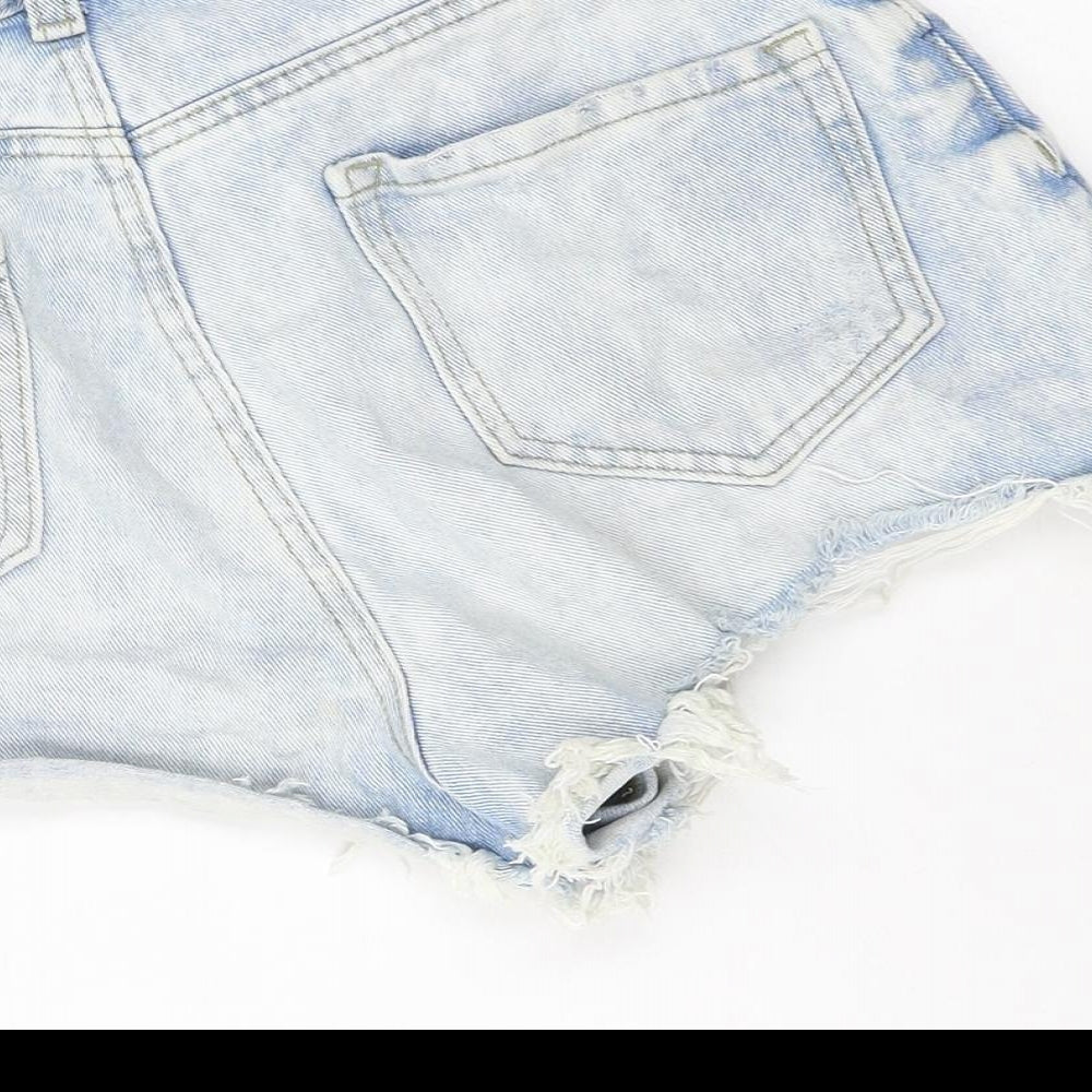 Denim & Co. Womens Blue 100% Cotton Cut-Off Shorts Size 8 Regular Zip
