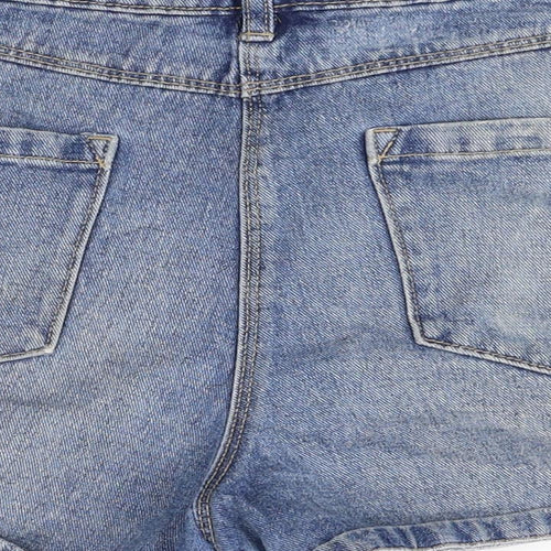 Denim Womens Blue 100% Cotton Hot Pants Shorts Size 12 Regular Zip - Distressed