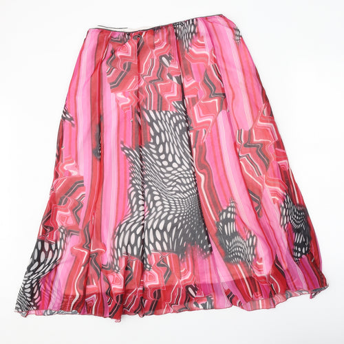 James Lakeland Womens Pink Geometric Polyester Swing Skirt Size 30 in Zip