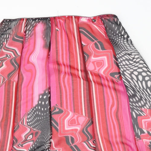 James Lakeland Womens Pink Geometric Polyester Swing Skirt Size 30 in Zip