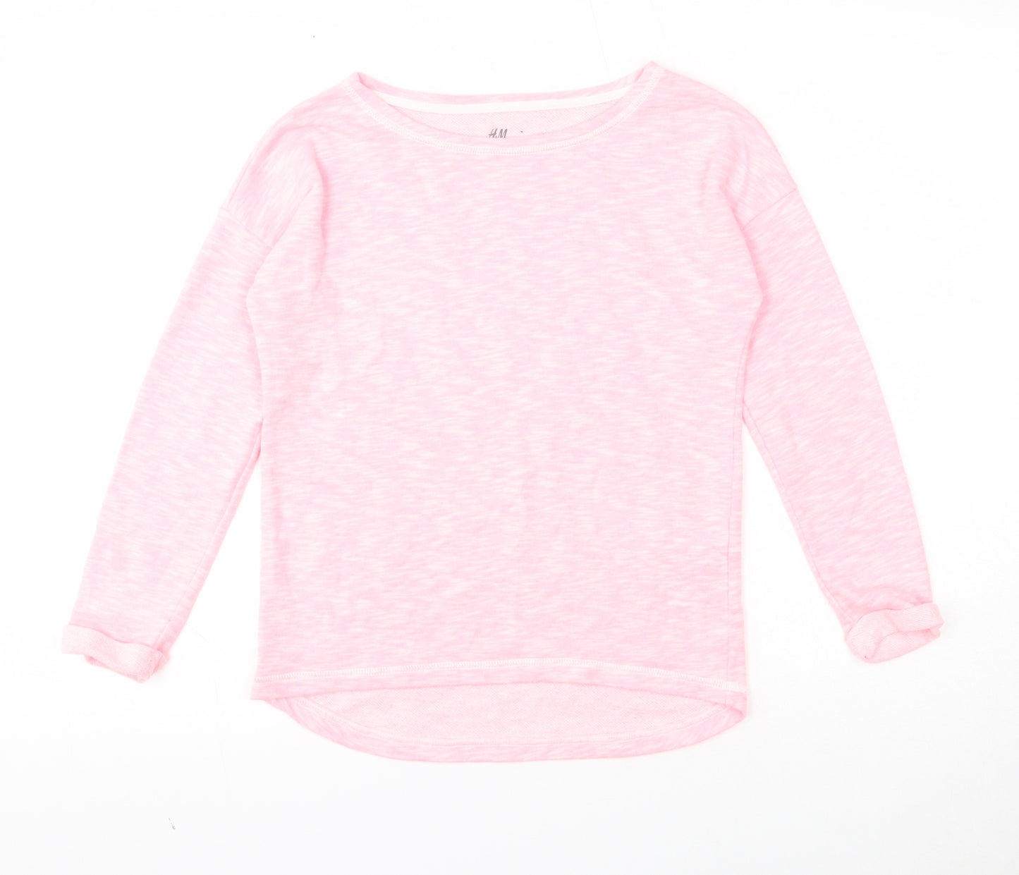 H&M Girls Pink Round Neck Cotton Pullover Jumper Size 11-12 Years Pullover