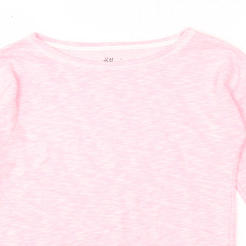 H&M Girls Pink Round Neck Cotton Pullover Jumper Size 11-12 Years Pullover