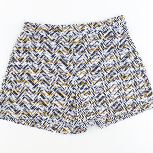 Zara Womens Multicoloured Geometric Polyester Bermuda Shorts Size S Regular Pull On