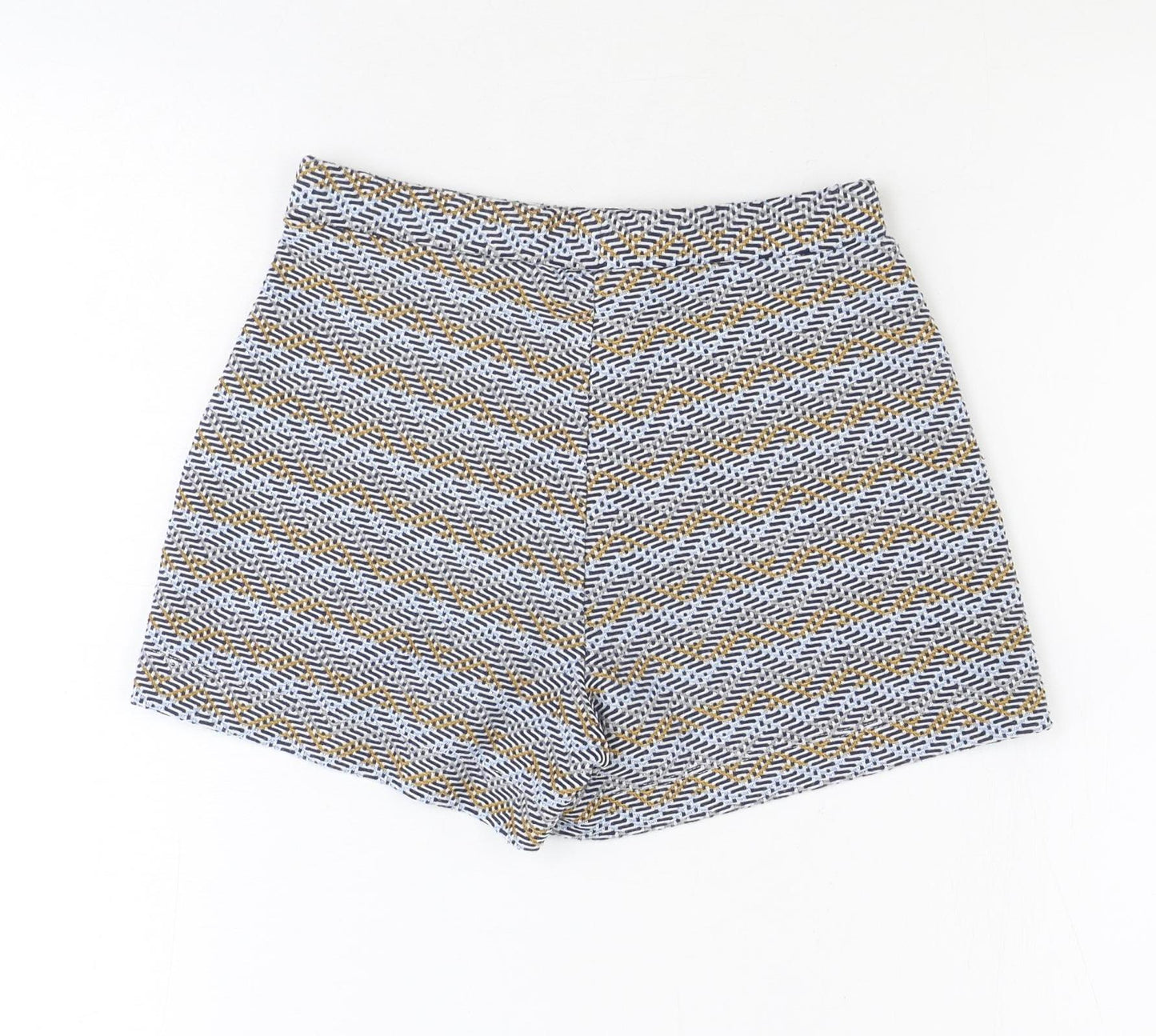 Zara Womens Multicoloured Geometric Polyester Bermuda Shorts Size S Regular Pull On