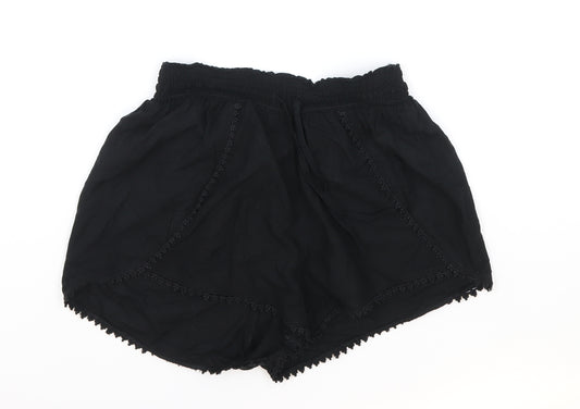 Primark Womens Black Viscose Bermuda Shorts Size 8 Regular Tie