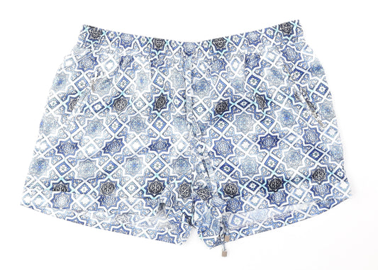 Atmosphere Womens Blue Geometric Polyester Bermuda Shorts Size 12 Regular