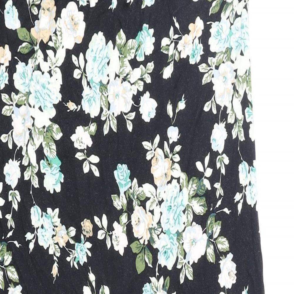 S. Oliver Womens Black Floral Viscose A-Line Size 10 Round Neck Pullover