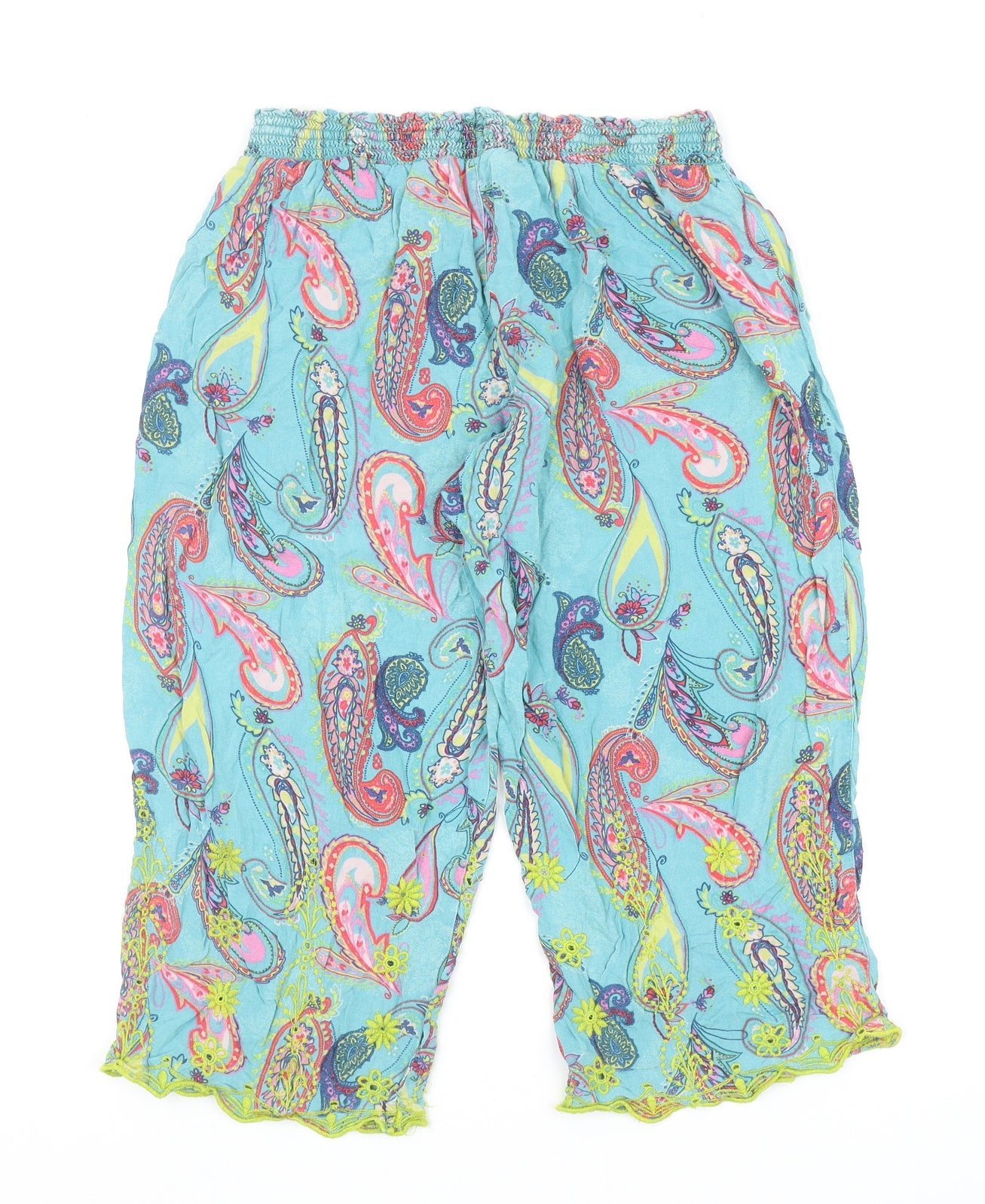 TU Girls Multicoloured Paisley Viscose Pedal Pusher Trousers Size 12 Years Regular Drawstring