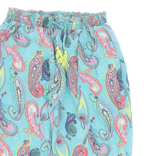 TU Girls Multicoloured Paisley Viscose Pedal Pusher Trousers Size 12 Years Regular Drawstring