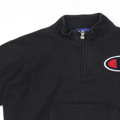 Champion Boys Black Cotton Pullover Sweatshirt Size 11-12 Years Zip