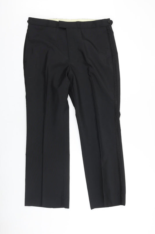 Preworn Mens Black Polyester Dress Pants Trousers Size 40 in L28 in Regular Zip